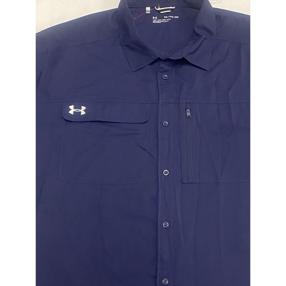 Under Armour Mens Short Sleeve Button Down Shirt XXL Loose Fit - Picture 2 of 4
